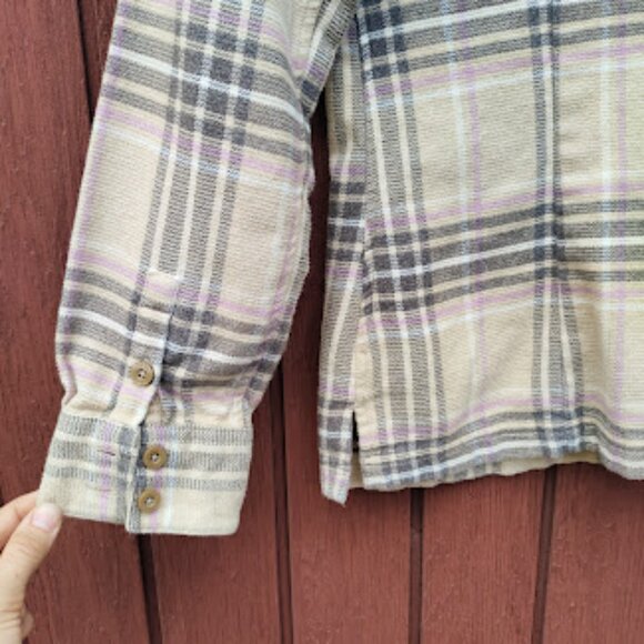 PATAGONIA | Brown Long Sleeve Fjord Plaid Flannel Cotton Shirt Mojave Khaki 6 - Picture 8 of 11
